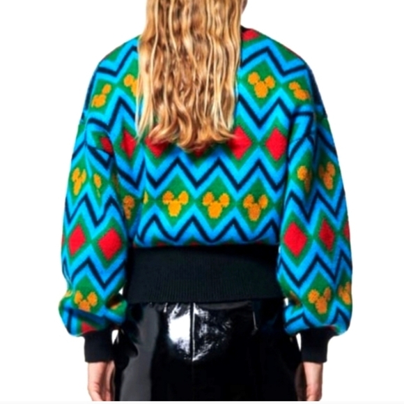 Zara X Disney Mickey Mouse Jacquard Knit Sweater Wool Blend Size M - Picture 3 of 11